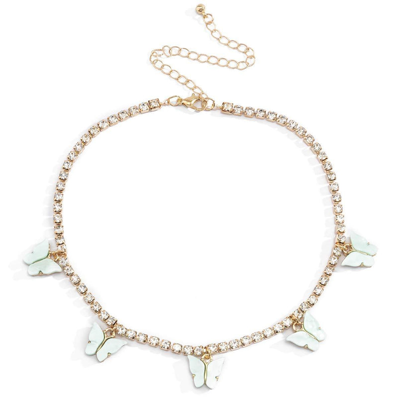 [Australia] - Ingemark Sweet Lolita Pendant Choker for Women Girls Simple Tennis Chain Choker Necklace Gold Chain+ Light Green Pendant 