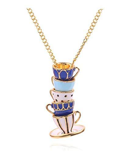 [Australia] - Tea Cup Necklace, Vintage China Jewellery in an Organza Gift Bag 