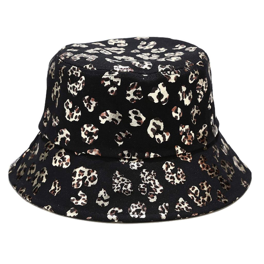[Australia] - Umeepar Unisex 100% Cotton Packable Bucket Hat Sun Hat for Men Women C Cheetah Print Black 60% Cotton, 40% Polyester 