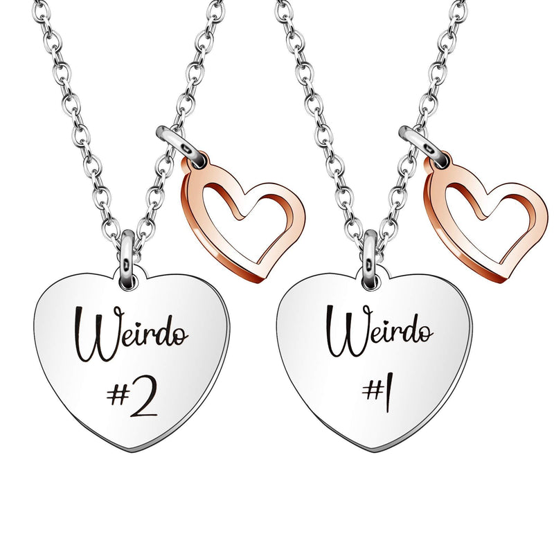 [Australia] - Girl's Jewellery Necklace for Best friends Sister"Werido #1 Weirdo #2" Heart Pendant Gift for Christmas Birthday 