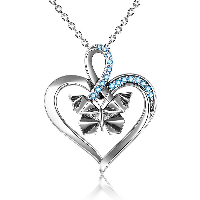 [Australia] - YFN Butterfly Necklaces 925 Sterling Silver Heart Butterfly Origami Necklaces Gift Women Girls 