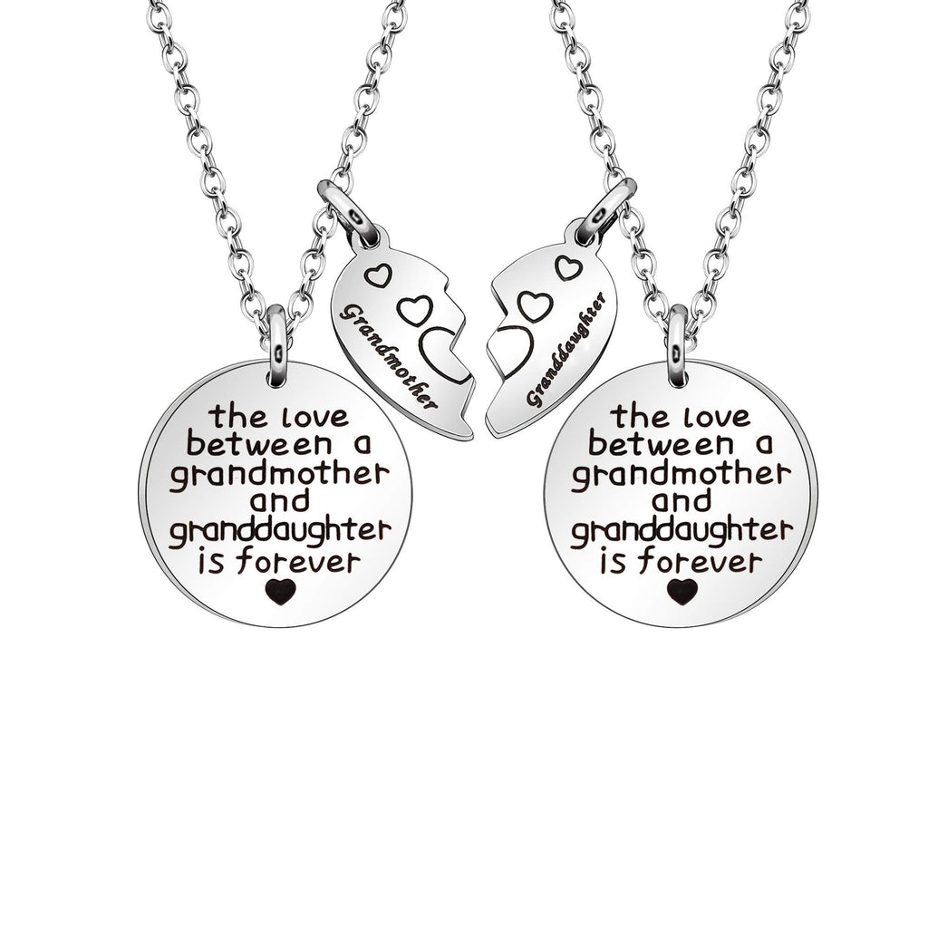 [Australia] - Grandmother Granddaughter Necklace Jewellery of 2 for Women Girl"The Love Between a Grandmother and Grandduaghter Is Forever" 