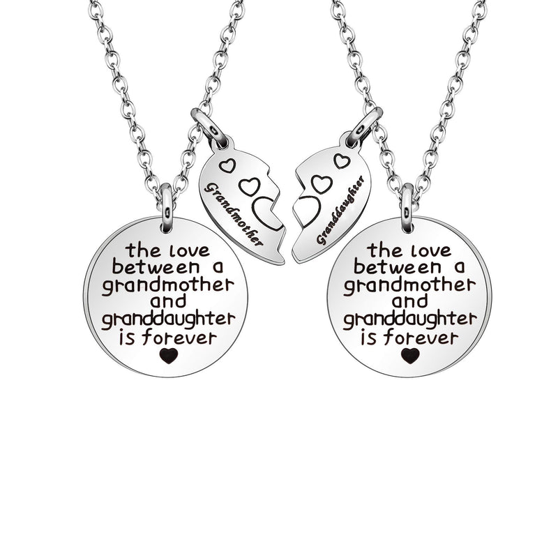 [Australia] - Grandmother Granddaughter Necklace Jewellery of 2 for Women Girl"The Love Between a Grandmother and Grandduaghter Is Forever" 