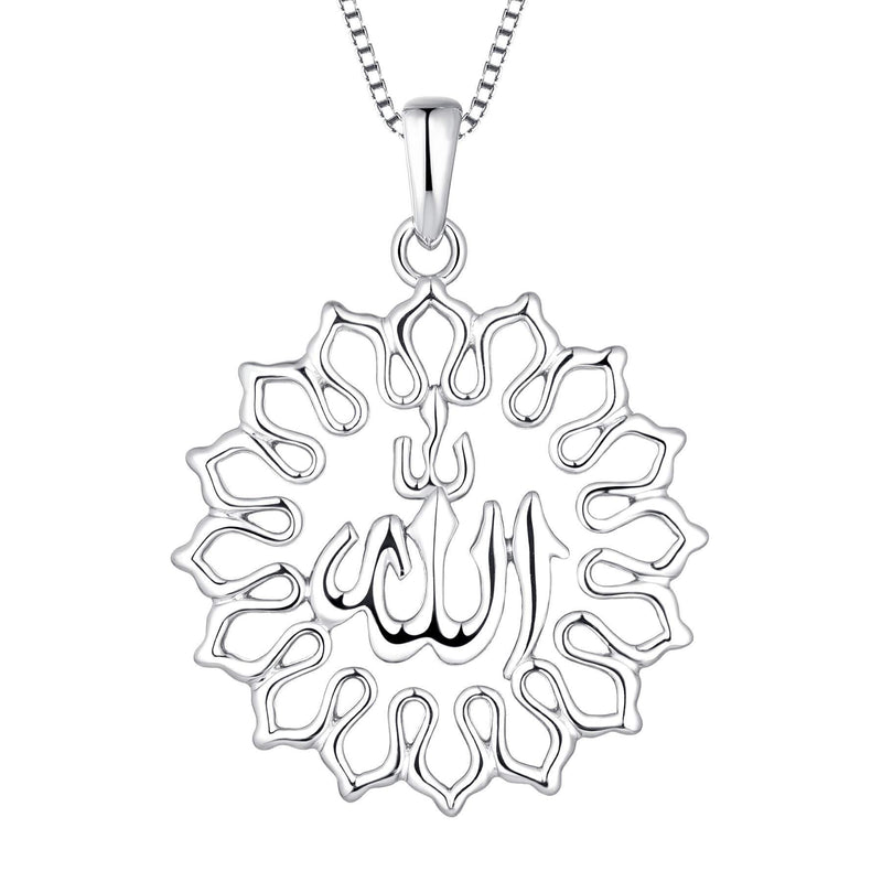 [Australia] - YL Allah Necklace 925 Silver cut Cubic Zirconia Moon and Allah Pendant Necklace for Women Style3 