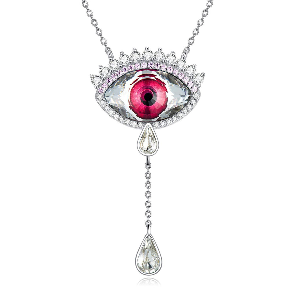 [Australia] - Evil Eye Necklace for Women, Red Crystal Pendant Necklace,”Cry Me a River” 925 Sterling Silver Jewelry Gift for Girlfriend 
