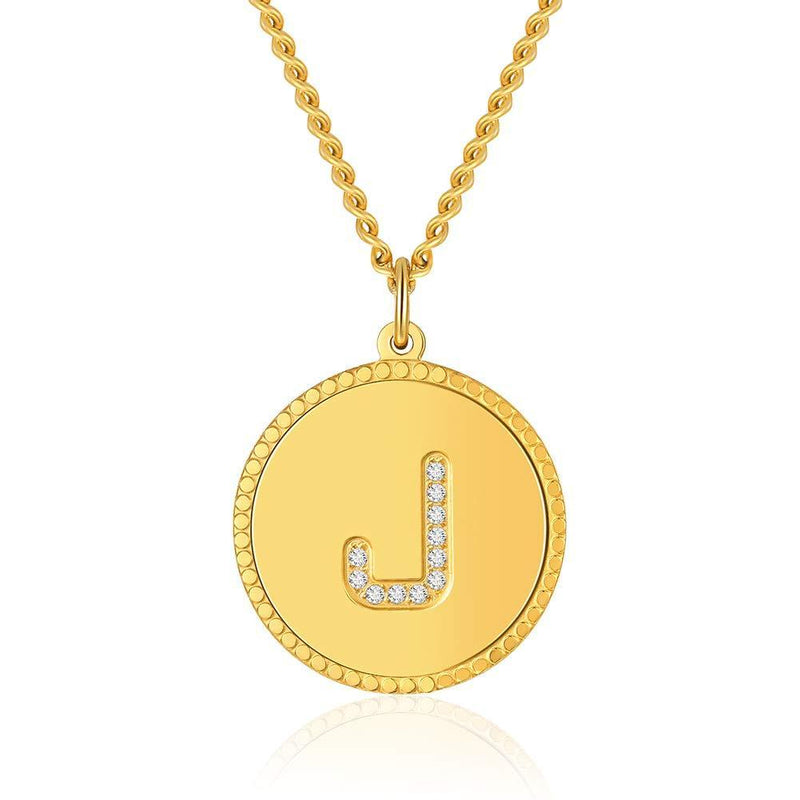 [Australia] - PHENIOTACE Initial Letter Necklace Surgical Steel plated Gold 26 Alphabet A-Z Pendant Cubic Zirconia, Round, 211653 J 