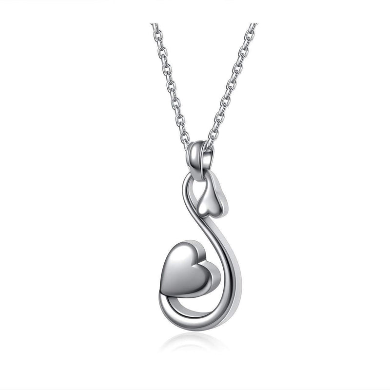 [Australia] - AllerPierce Cremation Jewelry for Ashes Infinity Heart Urn Necklaces Keepsake Stainless Steel Memorial Locket Funeral Pendant for Human Ashes Holder for Women Men Silver - Unengraved 