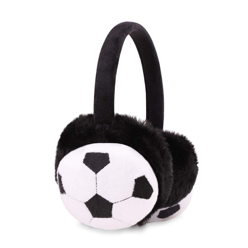 [Australia] - IPENNY Boys Girls Fur Earmuffs Cute Football Design Winter Fluffy Thermal Ear Warmers Handband Cold Weather Earplugs Comfortable Fashion Cartoon Ear Muffs Protector A-black(shipped from Uk) 