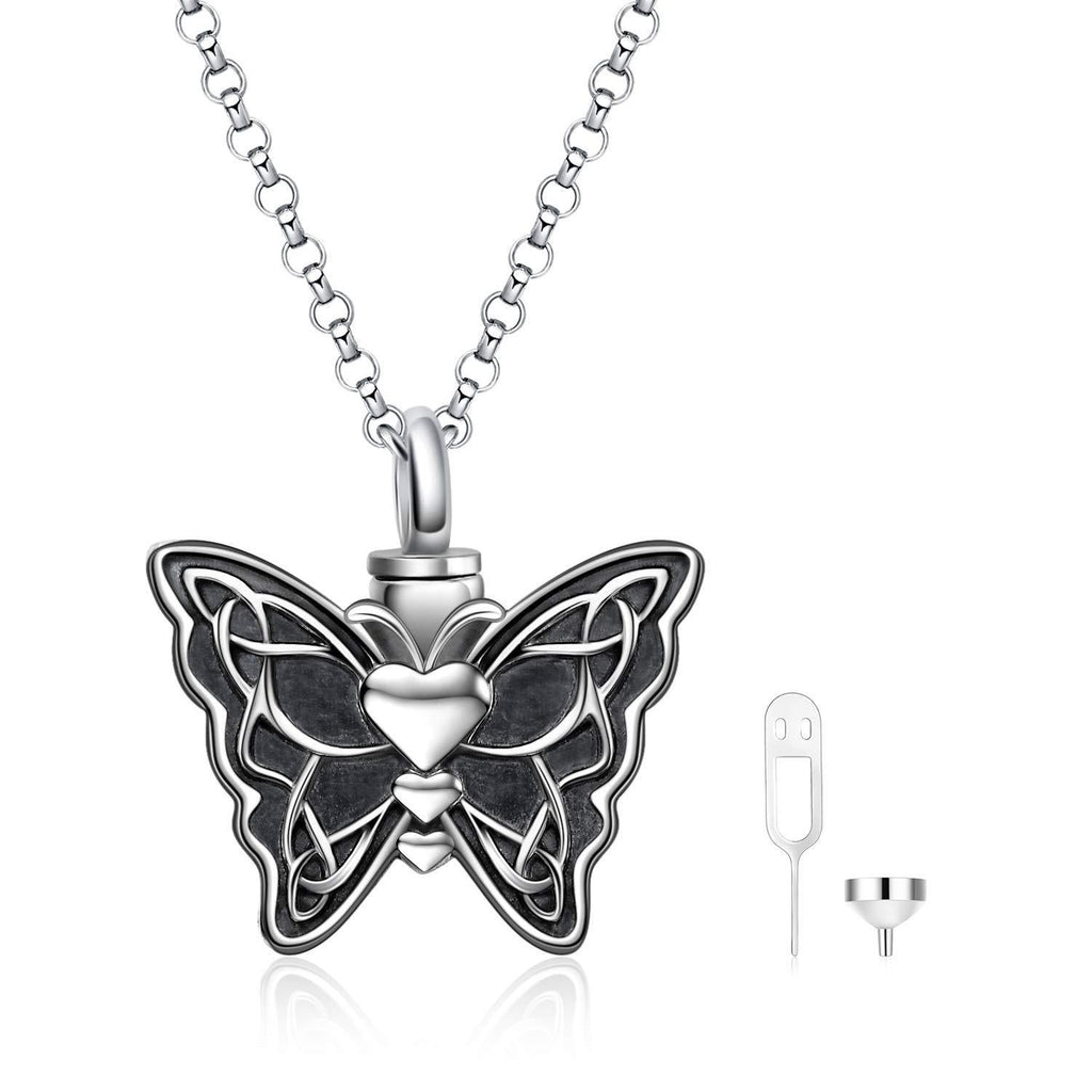 [Australia] - VONALA Butterfly Urn Necklace for Ashes 925 Sterling Silver Cremation Jewelry Memorial Ash Pendant Keepsake Gifts 