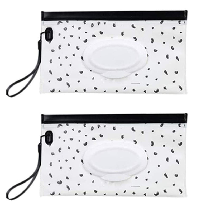 [Australia] - 4 Pcs Wet Wipe Pouch Baby Travel Wipes Case Reusable Refillable Wet Wipe Bag Cases Portable Travel Wipes Dispenser Wipe Pouches for Baby Dot 