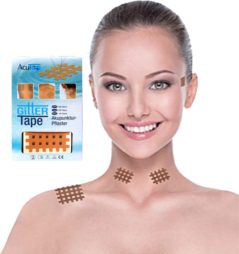 [Australia] - AcuTop Type A,B,C Grid Tape, Acupuncture Plasters, Grid Plasters, Physio Tape, Lattice Tapes in Pink and Beige (Beige, Type C 40 Pieces) 