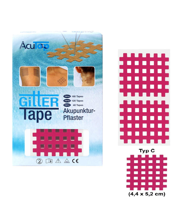 [Australia] - AcuTop Type A,B,C Grid Tape, Acupuncture Plasters, Grid Plasters, Physio Tape, Lattice Tapes in Pink and Beige (Pink, Type B 120 Pieces) 