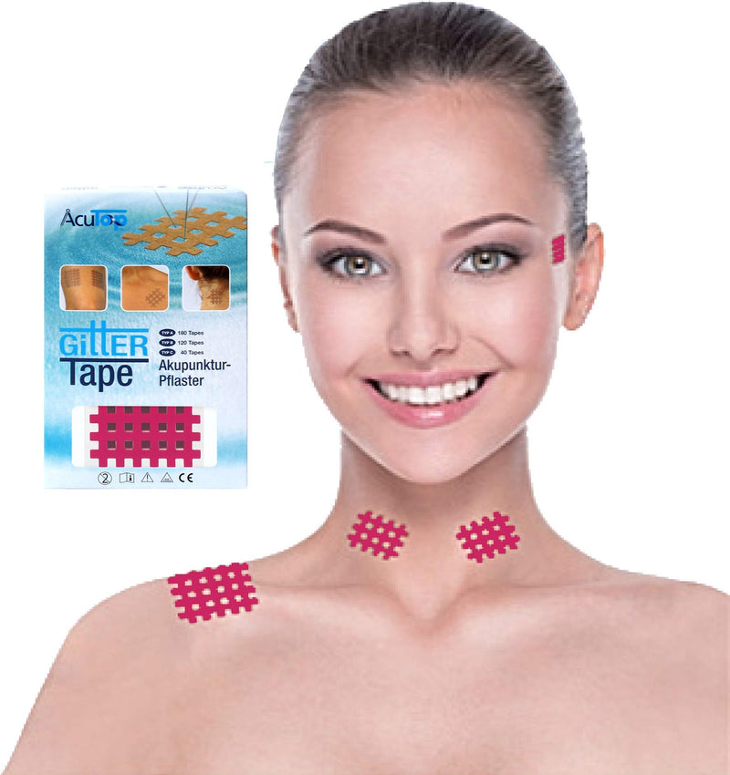 [Australia] - AcuTop Type A,B,C Grid Tape, Acupuncture Plasters, Grid Plasters, Physio Tape, Lattice Tapes in Pink and Beige (Pink, Type C 40 Pieces) 