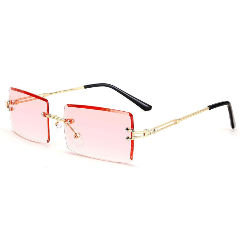 [Australia] - FEISEDY Vintage Rimless Rectangle Sunglasses Women Fashion Glasses Candy Tinted Lens Eyewear Unisex B2642 05 Pink 60 Millimetres 