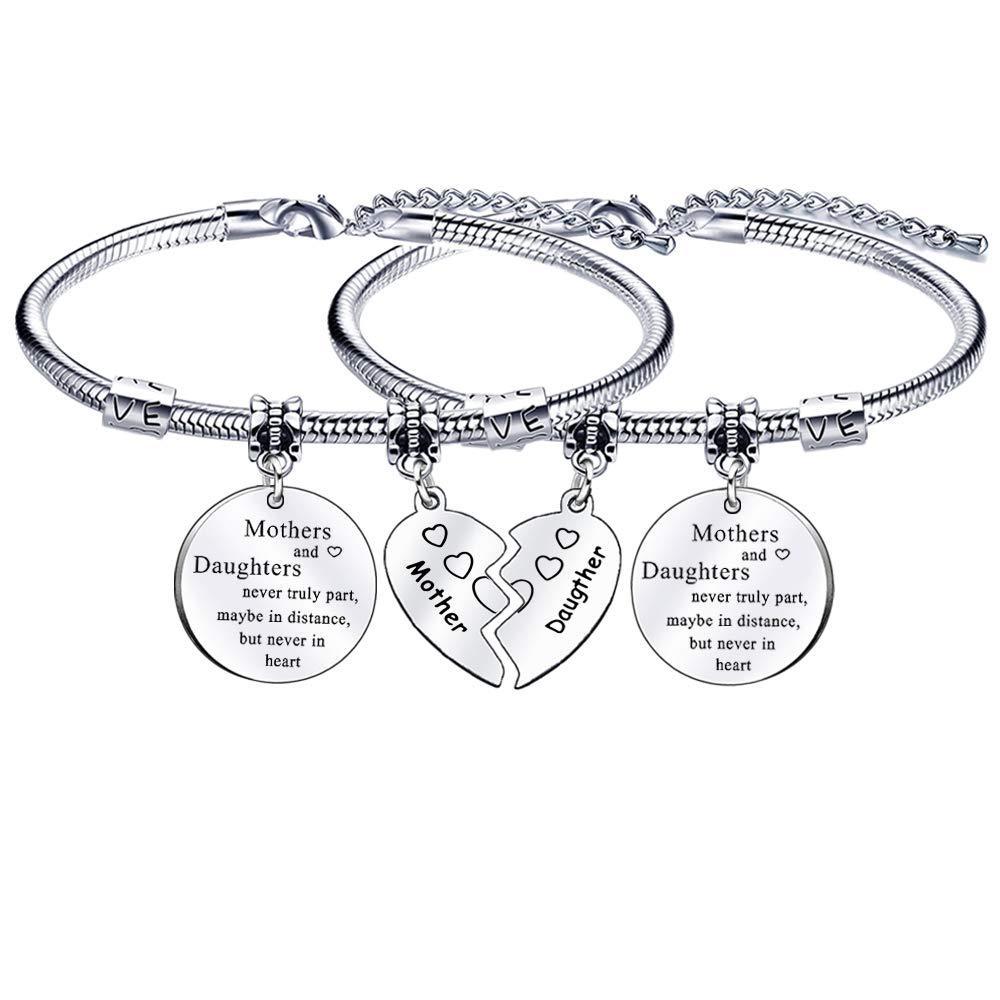 [Australia] - Mother Daughter Jewellery Gift Broken Heart Bracelet Bangle for Women Girls Birthday Universary Graduation Gifts Presents 