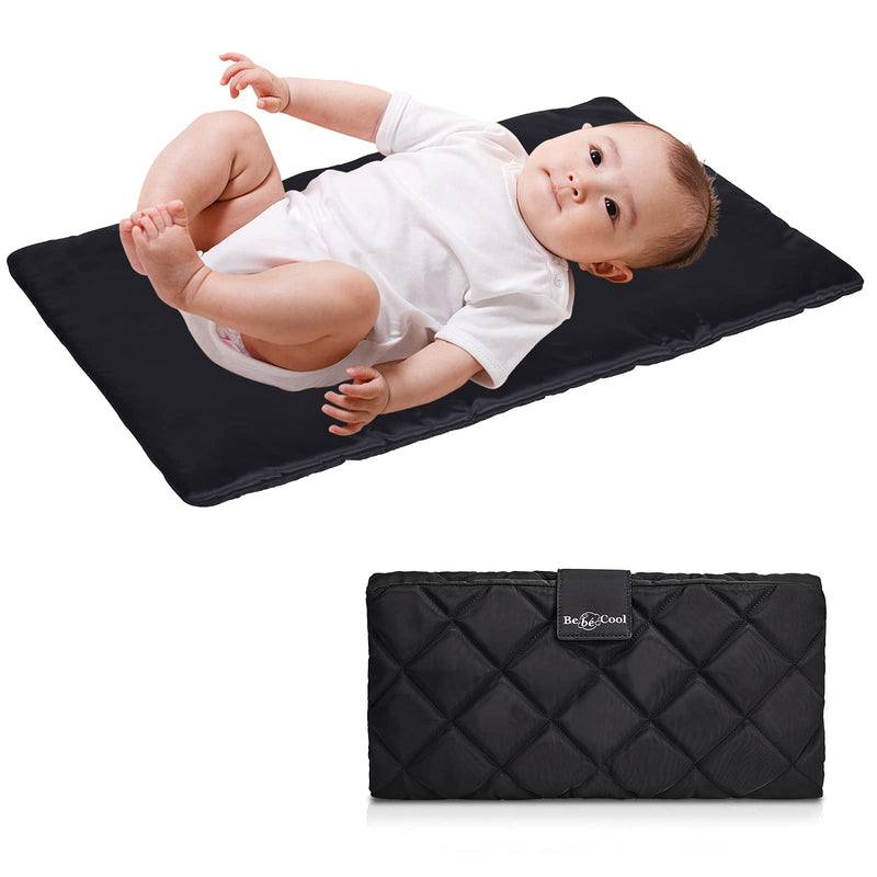 [Australia] - BEBECOOL Baby Changing Mat Portable Travel, Soft Large Quilted Padded Foldable Wipeable Waterproof Changing Mats, for Infant Newborn & Toddlers Home Travel Outside (Black) Black 