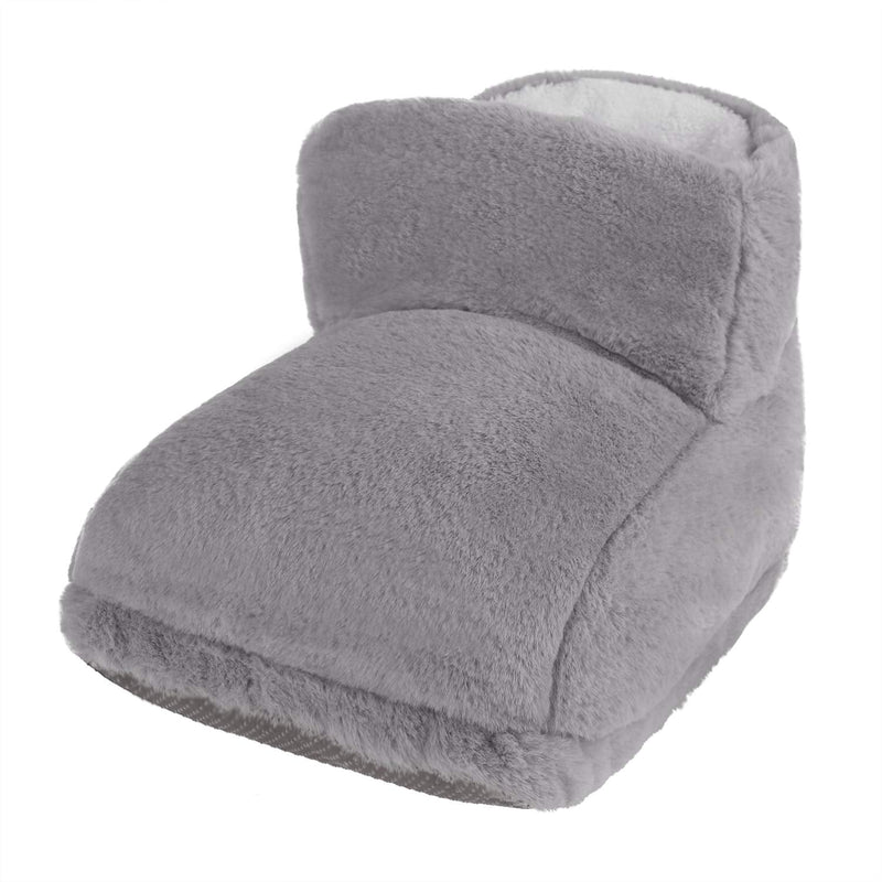 [Australia] - Furry USB Electric Heated Foot Warmers Winter Home Office Thick Plush Foot Heater Thermal Heating Pad Cushion Heat Therapy Feet Warmer Boots Shoes for Men Women Grey 