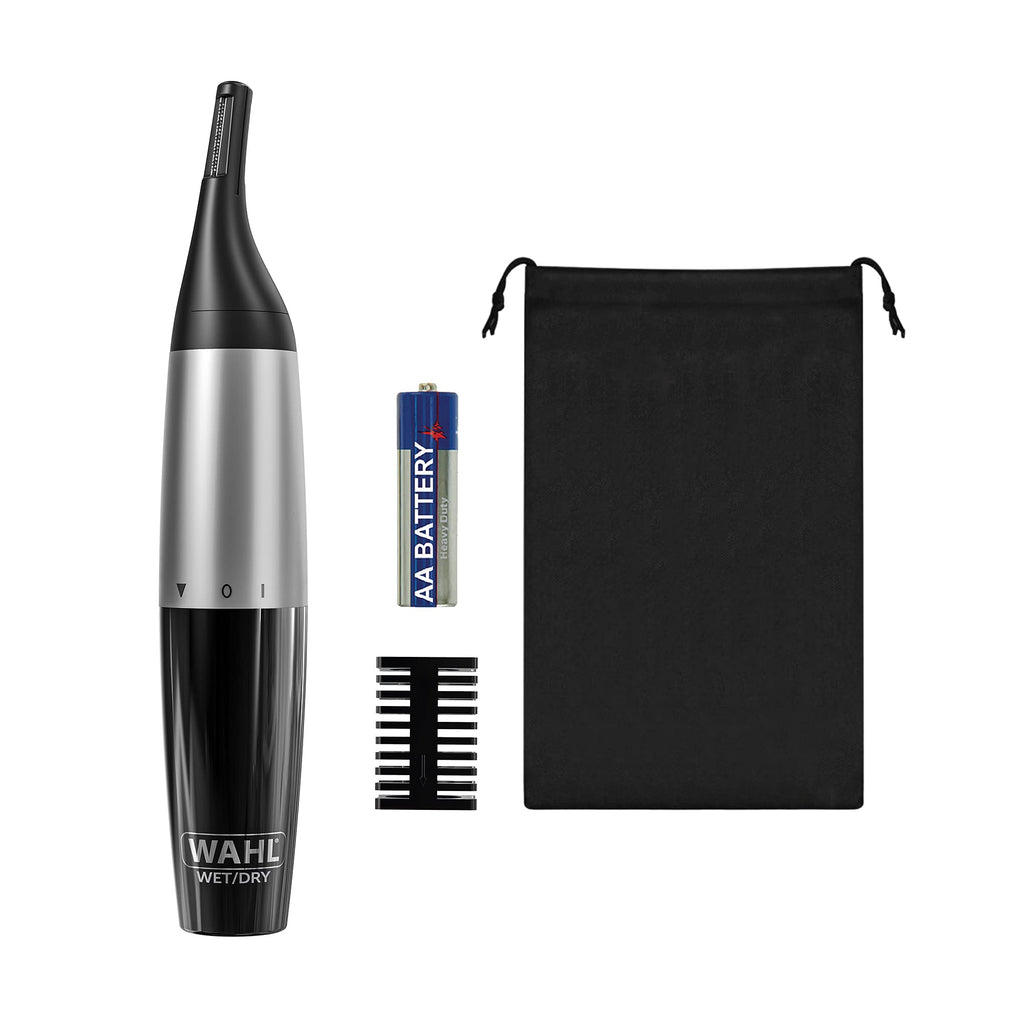 [Australia] - Wahl Precision, Ear, Nose and Eyebrow Trimmer, Precision Dual Blade, Vertical Trimming Head, Fully Washable Trimmers, 4 Trimming Lengths, Battery Operated 