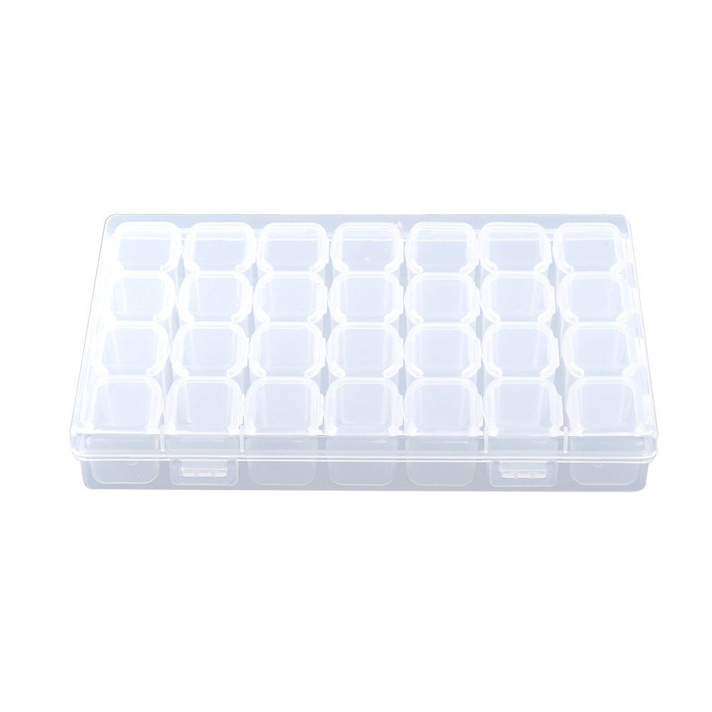 [Australia] - Clear Plastic Medicine Box 28 Slots Pill Box Adjustable Tablet Medicine Pill Container Jewelry Storage Organizer Box Pill Box Organiser Weekly Pill Box 17.5x10.8x2.7cm 
