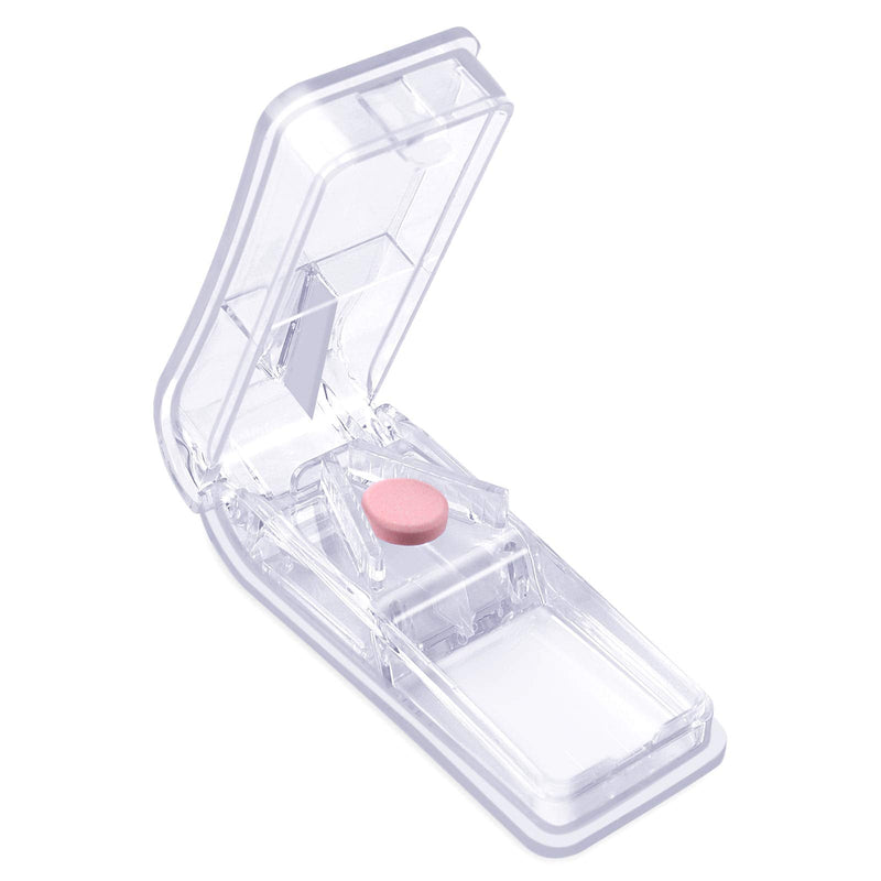 [Australia] - Pill Cutter, Opret Pill Splitter with Blade for Small Pills Large Pills Cut in Half Quarter for Tablet Vitamin Medicine (Transparent) 