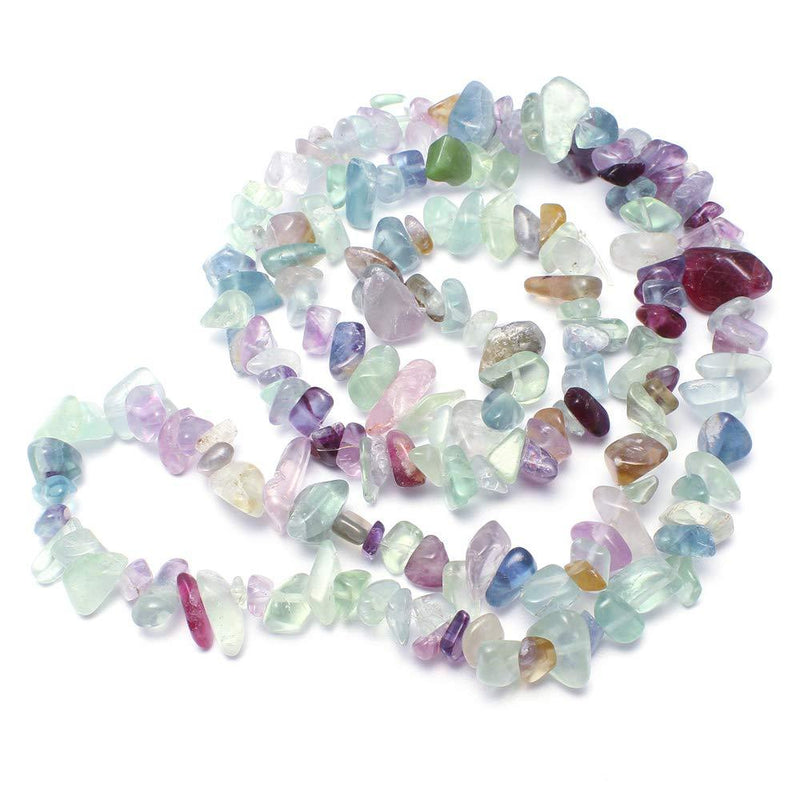 [Australia] - TreasureBay Natural Gemstone Chips Necklace Long Style for Women and Girls Fluorite 