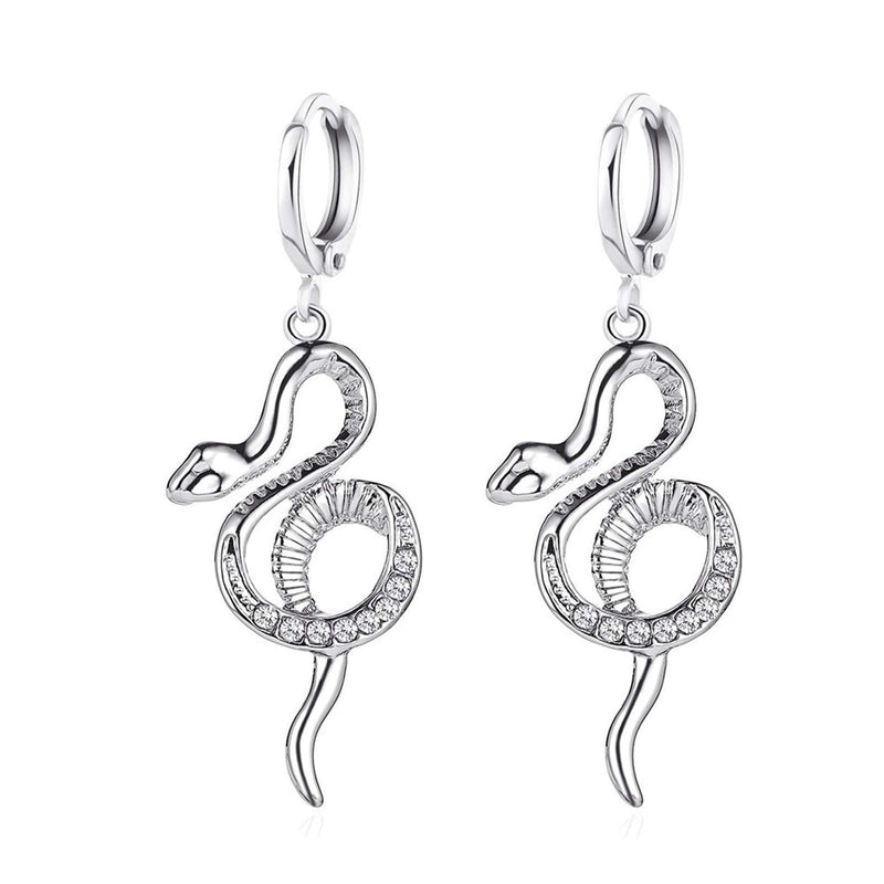 [Australia] - HMOOY Snake Earrings, Snake Drop Dangle Earrings Gold Huggie Small Hoop Earrings with Charm Silver Punk Snake Stud Earrings Animal Jewelry for Women Girls Teen Men 