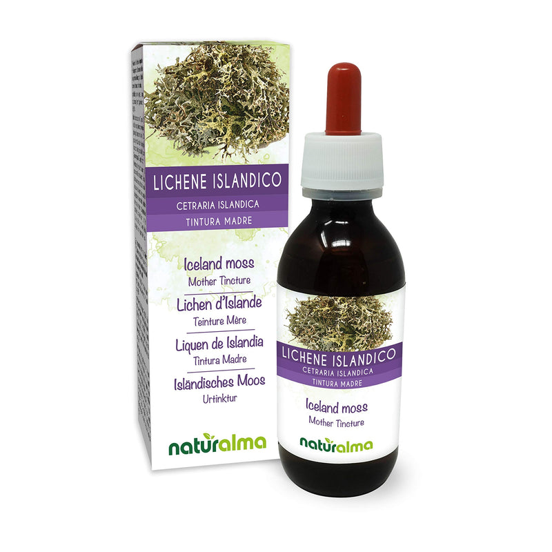 [Australia] - Iceland Moss (Cetraria islandica) Thallus (Lichen) Alcohol-Free Mother Tincture Naturalma | Liquid Extract Drops 120 ml | Food Supplement | Vegan 