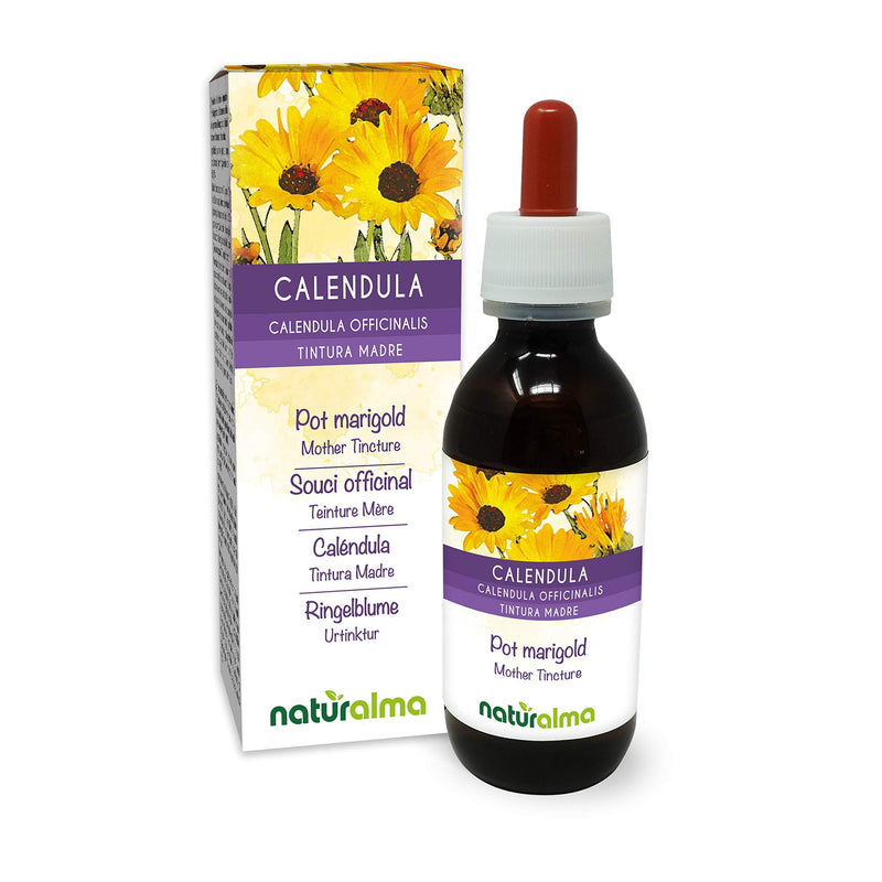 [Australia] - Pot Marigold (Calendula officinalis) Flower Heads Alcohol-Free Mother Tincture Naturalma | Liquid Extract Drops 120 ml | Food Supplement | Vegan 