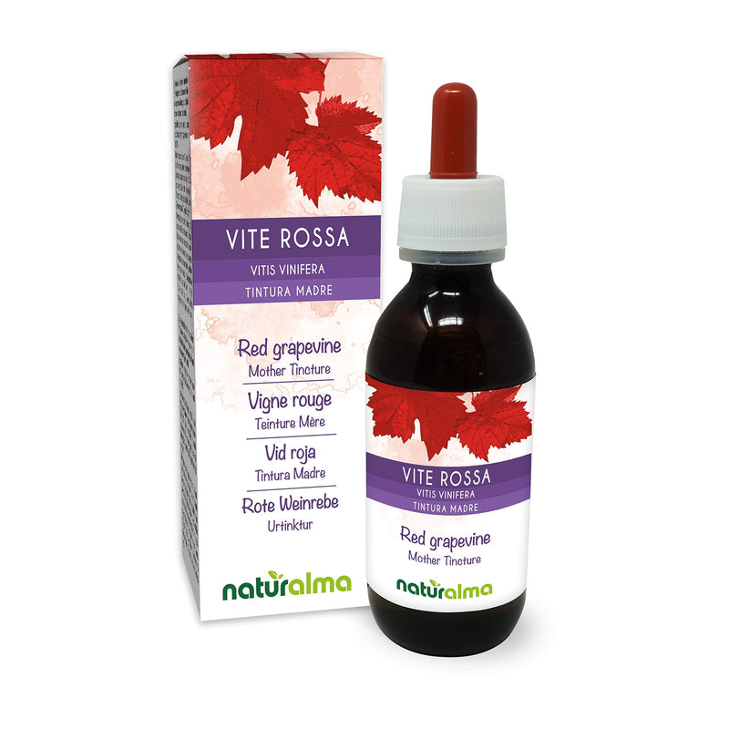 [Australia] - Red Grapevine (Vitis vinifera) Leaves Alcohol-Free Mother Tincture Naturalma | Liquid Extract Drops 120 ml | Food Supplement | Vegan 120 ml (Pack of 1) 