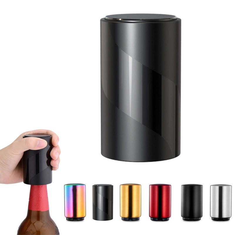 [Australia] - Magnetic Bottle Opener, Jiuhao Stainless Steel Push Down Automatic Beer Bottle Opener,Beer Gifts for Men,Kitchen Gadgets for Men(Silver Black) Silver Black 