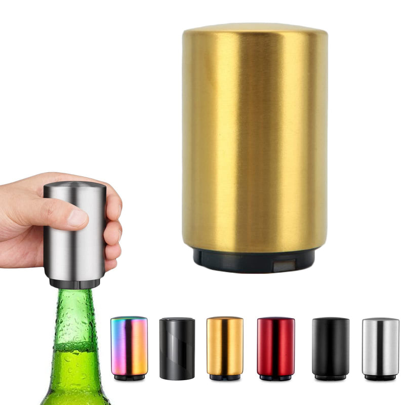 [Australia] - Magnetic Bottle Opener, Jiuhao Stainless Steel Push Down Automatic Beer Bottle Opener,Beer Gifts for Men,Kitchen Gadgets for Men(Golden) Gold 