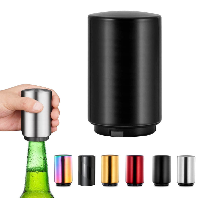[Australia] - Magnetic Bottle Opener, Jiuhao Stainless Steel Push Down Automatic Beer Bottle Opener,Beer Gifts for Men,Kitchen Gadgets for Men (Black) Black 