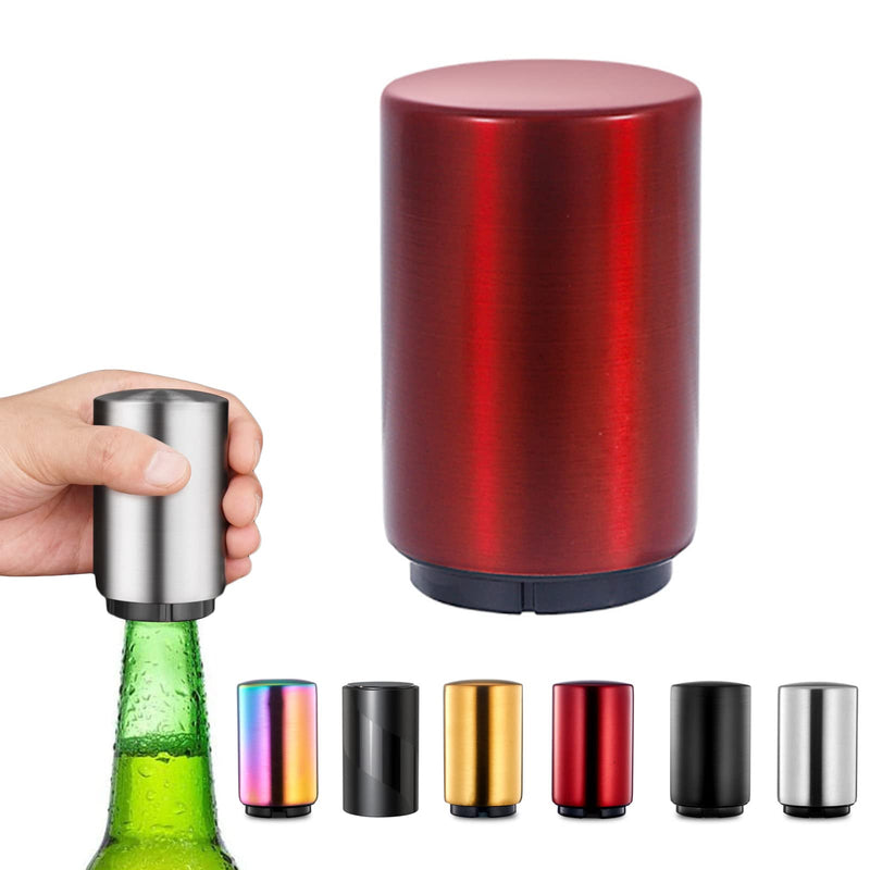 [Australia] - Magnetic Bottle Opener, Jiuhao Stainless Steel Push Down Automatic Beer Bottle Opener,Beer Gifts for Men,Kitchen Gadgets for Men(Red) Red 