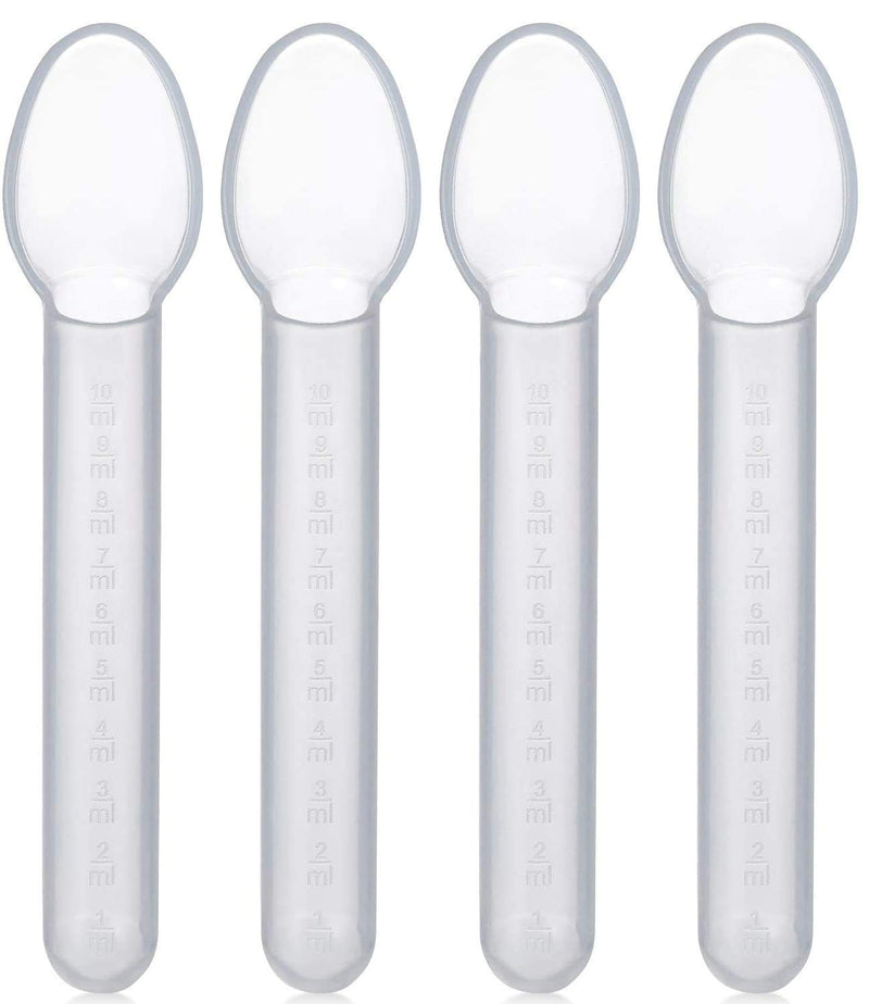 [Australia] - Calibrated Medicine Spoon for Kids, Baby & Toddler - (Pack of 4) - 2 Tsp/10 mL Capacity Plastic Oral Liquid Dose Medication Graduated Dispenser 