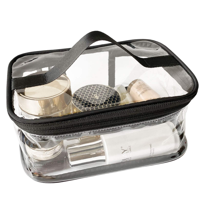 [Australia] - FIYUK Toiletry Bag Makeup Cosmetic Clear Bag Portable Waterproof Transparent Travel Large Storage Black 