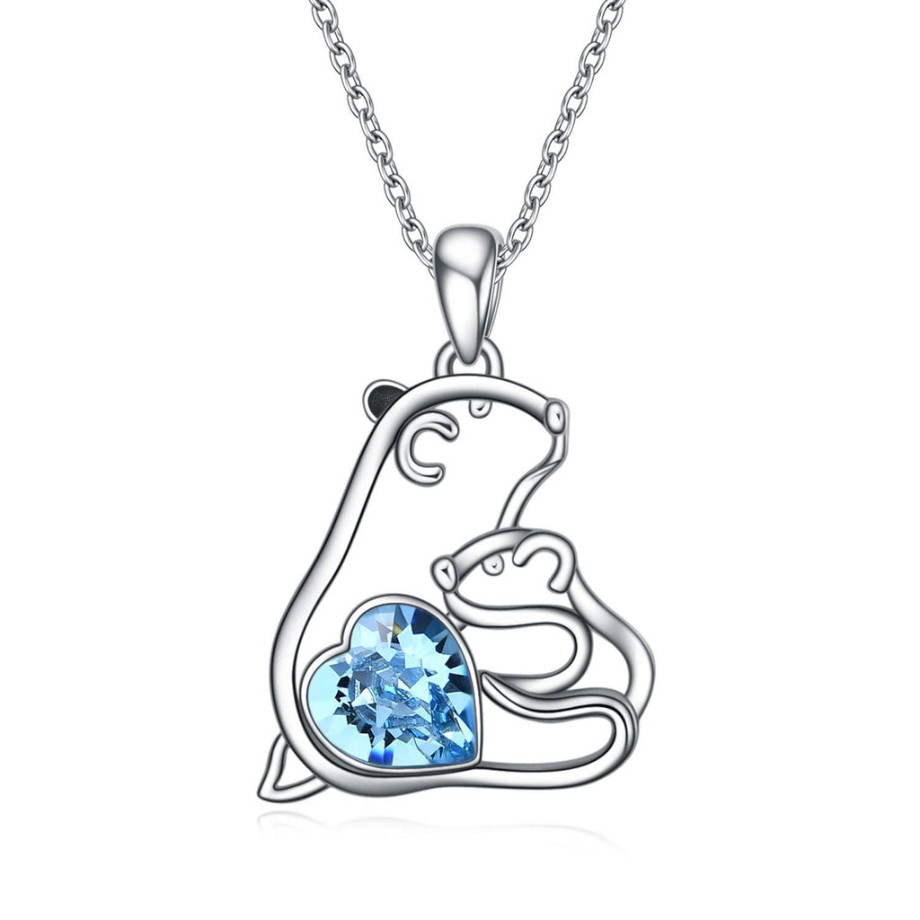 [Australia] - AOBOCO Mother Daughter Sterling Silver Polar Bear Necklace Gifts for Mom Polar Bear Jewellery with Crystal from Austria 
