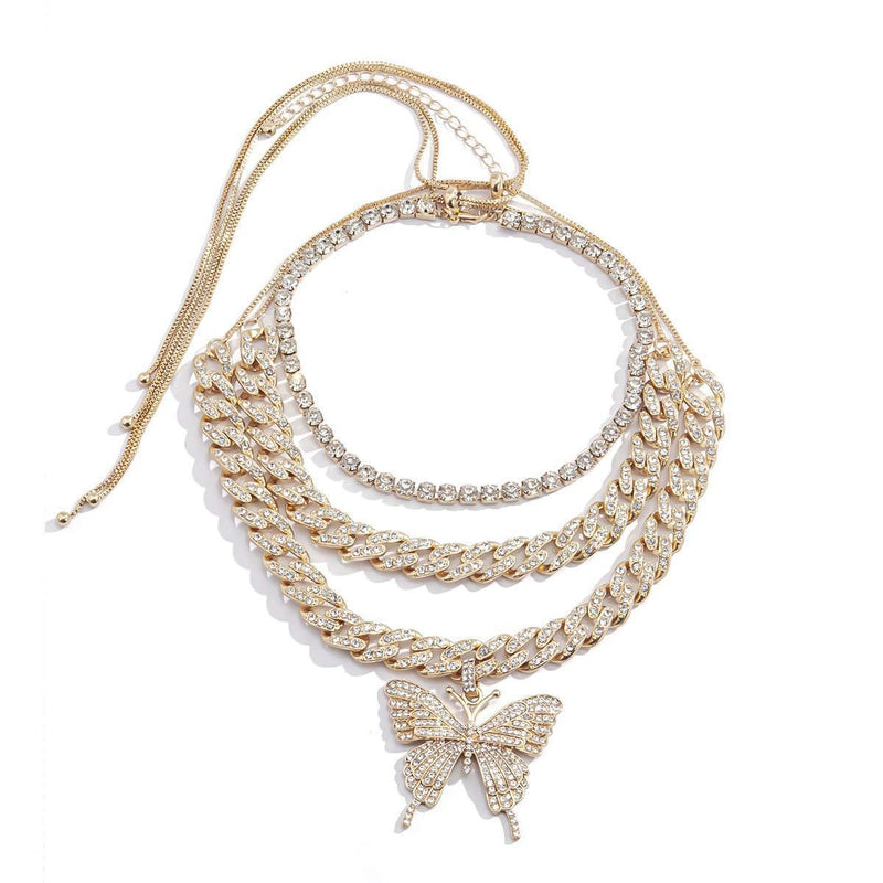 [Australia] - Ingemark Bling Cuban Link Chain Choker Necklace for Girls Women Sweet Pendant Necklace New Year Festivals Jewelry Gifts Golden 