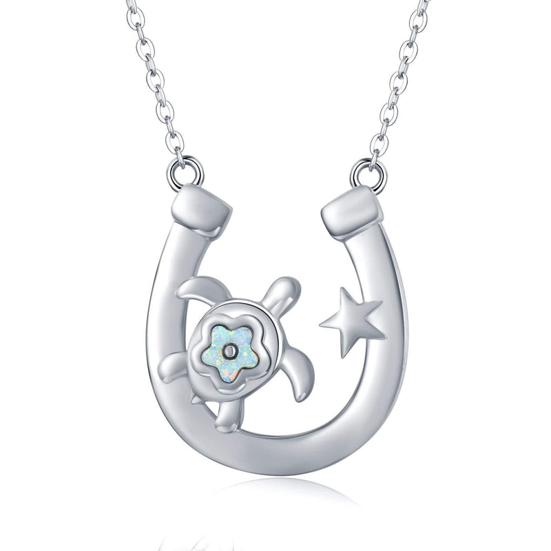[Australia] - MEDWISE Sea Turtle Necklace 925 Sterling Silver Opal Lovely Sea Turtle Pendant Jewelry Gift for Women Girls 