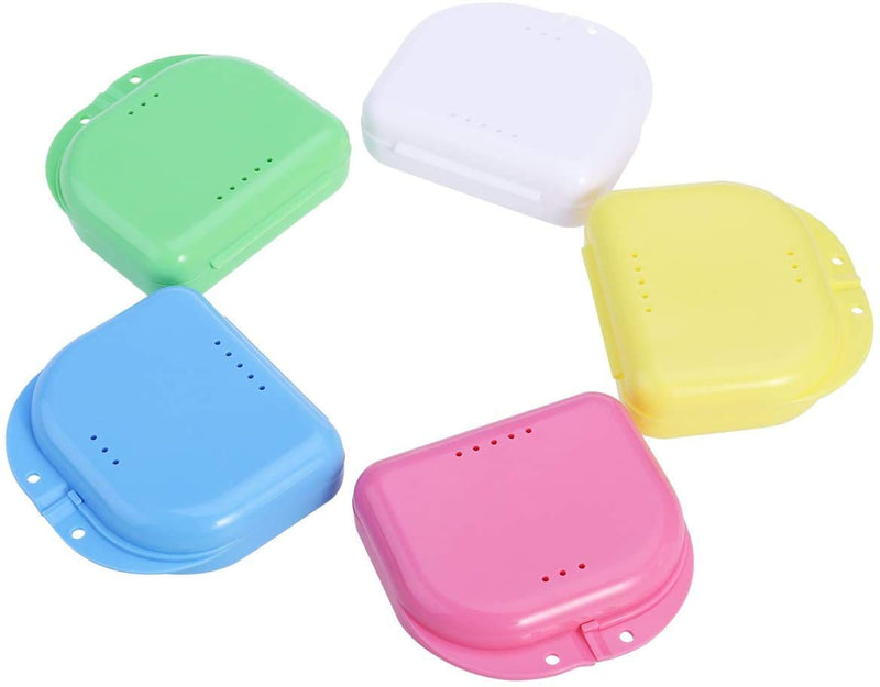 [Australia] - 5pcs Retainer Case Mouth Guard Case Orthodontic Dental Retainer Box Denture Storage Container with Vent Holes 