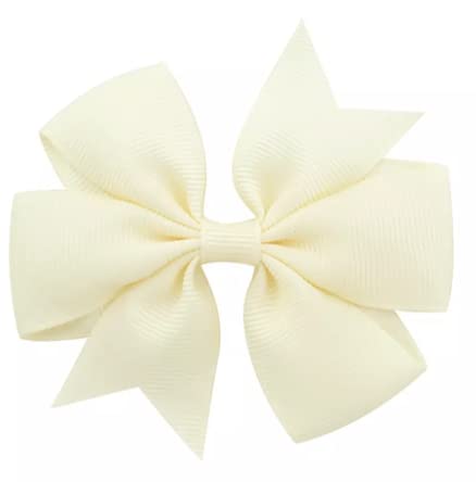 [Australia] - Pony Tails Hair bows | Set of 2 | Girls Teens Kids | Grosgrain Ribbon | Dog Top Knot Bow | Alligator clip slides set |Party, Dance, School, nursery, Cheerleading, Christmas, gift. (Antique White) Antique White 