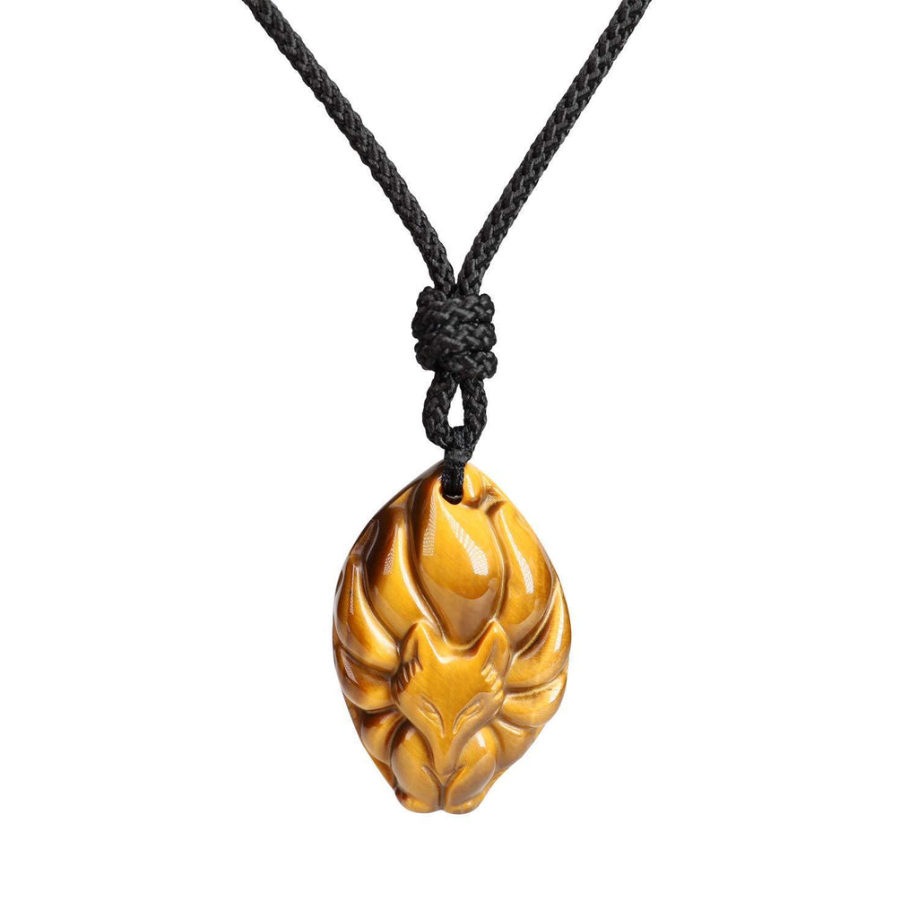 [Australia] - coai Stone Amulet Nine Tailed Fox Pendant Necklace Tiger Eye 