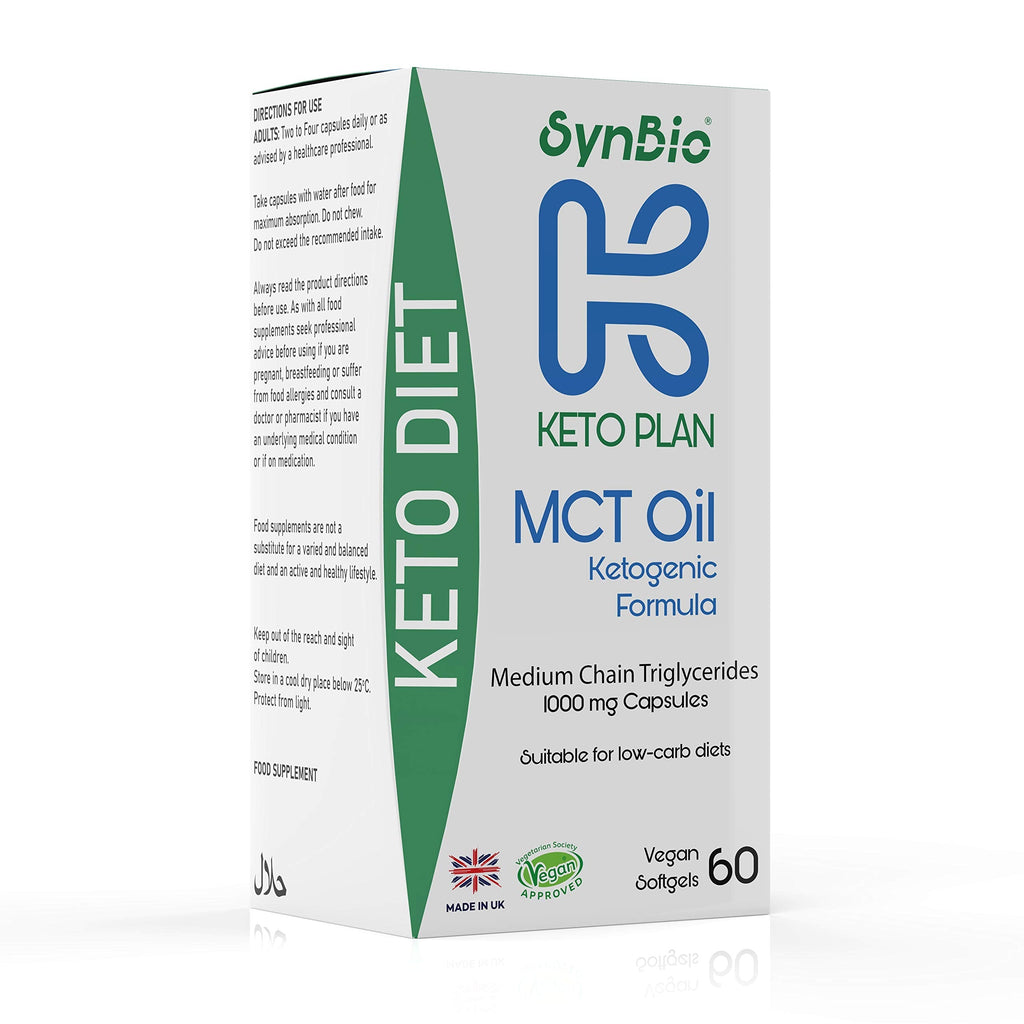 [Australia] - SynBio Keto Plan Diet - MCT Oil - 60 Vegan Softgels | Medium Chain Triglycerides | for Low-carb Diets and Ketosis Diet | No Aftertaste | Ketogenic Healthy Fat | UK Sustainably Sourced from Coconut 