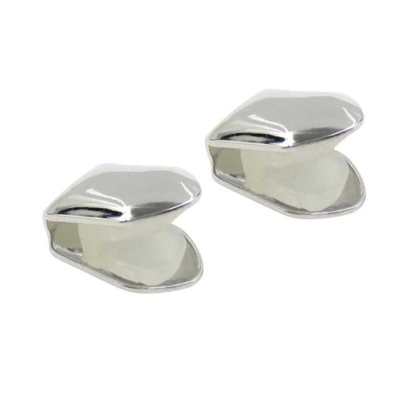 [Australia] - ULTNICE 2pcs Silver Single Tooth Fangs Cap Hip Hop Grills Single Teeth Caps Top Bottom Dental Grill 