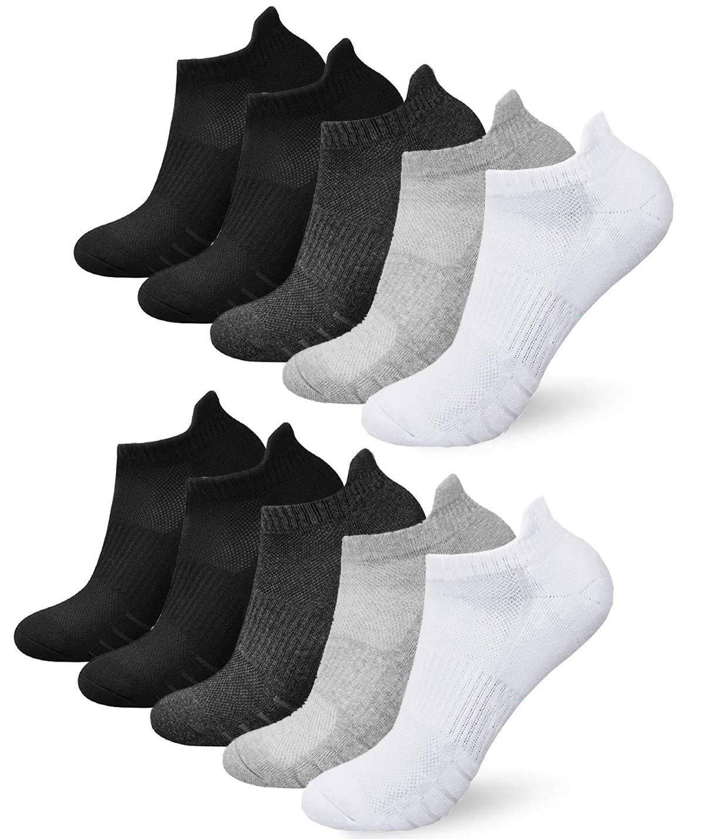 [Australia] - BUDERMMY Sports Socks - Cushioned Running Socks Trainer Socks Cotton Ankle Socks for Men Women, 5 Pairs Low Cut Athletic Walking Socks ,Anti-Blister Mixed Color 5 Pairs 6-8 
