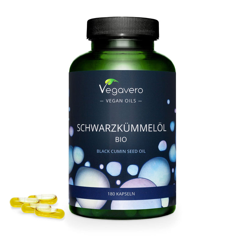 [Australia] - Black Cumin Seed Oil Vegavero® | 100% Organic | 180 Vegan Capsules (GreenCaps®) | Cold Pressed Nigella Sativa | No Additives 
