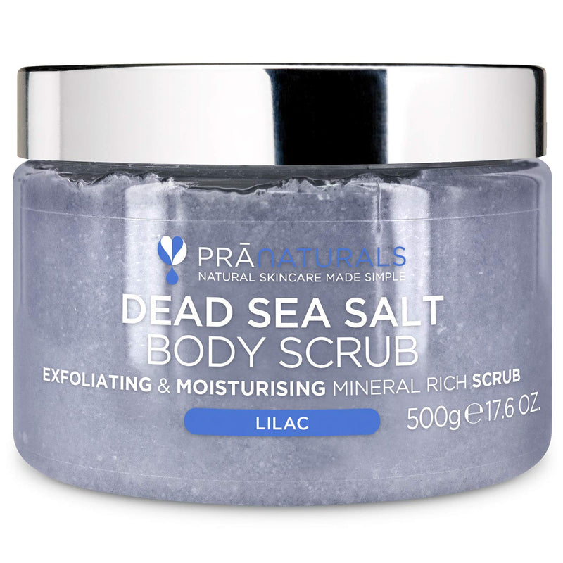 [Australia] - PraNaturals Dead Sea Salt & Lilac Body Scrub 500G ‚Äì Hydrating & Moisturising, For soft & nourished skin, Delicate floral fragrance, Rich in natural oils & minerals, No Parabens, Vegan & Cruelty Free 
