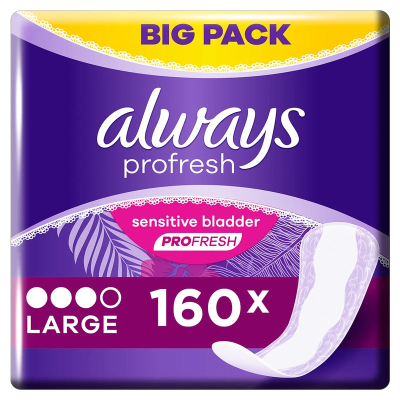[Australia] - Always Dailies Panty Liners, Profresh, Large, 160 Liners (40 x 4 Packs), Odour Neutraliser, Soft & Discreet 