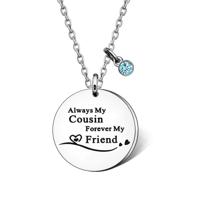 [Australia] - Cousin to Cousin Necklace Jewellery for Women Men -Always my Cousin Forever My Friend Pendant Necklace for Birhtday Graduation Present 