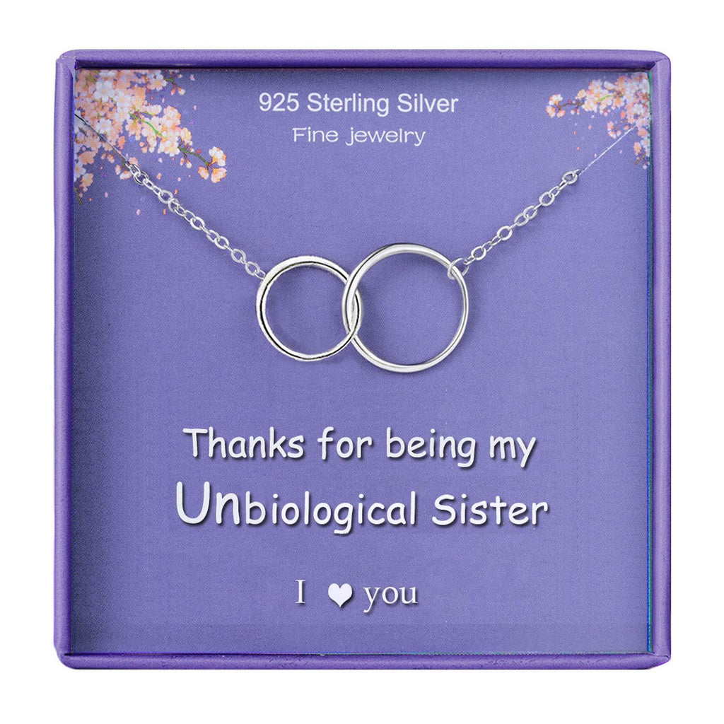 [Australia] - Sister Gifts BFF Necklace for Best Friends Best Sister in Law Necklace 2 Infinity Circles Friendship Silver Jewelry Birthday Gift for Teen Girls Women 