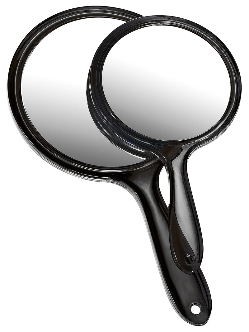 [Australia] - OMIRO Hand Mirror, Double-Sided Handheld Mirror 1X/3X Magnifying Mirror with Handle, Set of 2 (Transparent Black) 